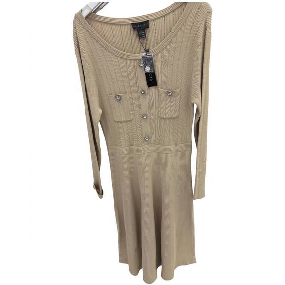 NEW GRACIA women's ribknit dress in beige